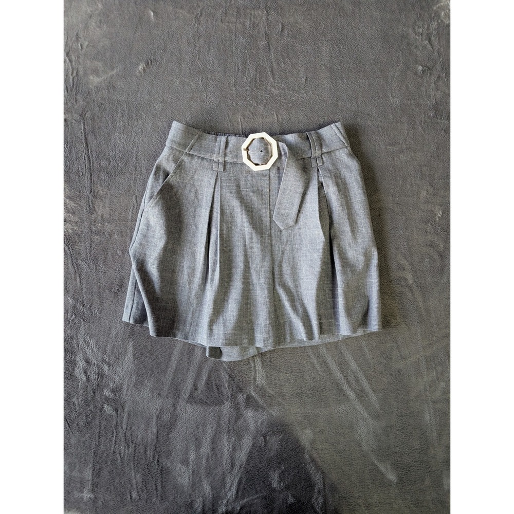 Rachel Zoe‎ Grey Belted Pleated Shorts High Waist Textured Size 6 NEW